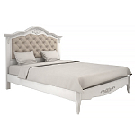 Кровать белая из массива бука с основанием и мягким изголовьем в стиле прованс White Provence варинант исполнения - 1 | Loft Concept в Костроме