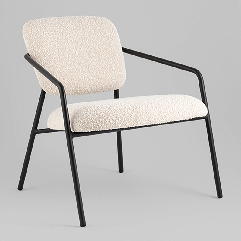 Кресло лаунж Rooney букле белый Белый Черный в Костроме | Loft Concept 