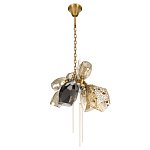 Люстра подвесная со стеклянными плафонами из дымчатого и золотистого с тремя вертикальными подвесками Gilded Mirage  варинант исполнения - 5 | Loft Concept в Костроме