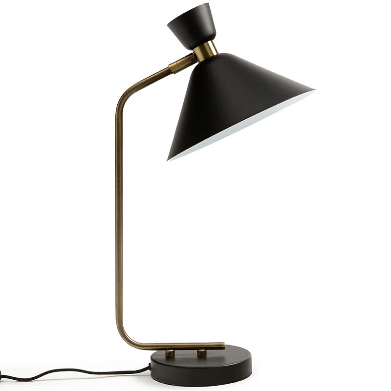 Настольная лампа с поворотным плафоном Davy Lamp Черный Винтажная латунь Настольная лампа с поворотным плафоном Davy Lamp Черный Винтажная латунь в Костроме | Loft Concept