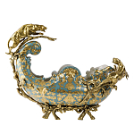 Чаша голубого цвета с оранментом и и бронзовыми фигурами леопардов Eden Garden варинант исполнения - 1 | Loft Concept в Костроме