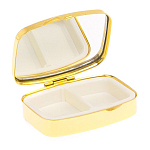 Таблетница карманная прямоугольная с 2-мя отделениями с зеркалом и накладкой из натурального камня Апатит Голубой Gold Stone Pillboxes варинант исполнения - 3 | Loft Concept в Костроме