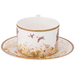 Чайная пара из фарфора с изображением собаки и зайцев 300 мл Hunting Porcelain Collection 2 варинант исполнения - 2 | Loft Concept в Костроме