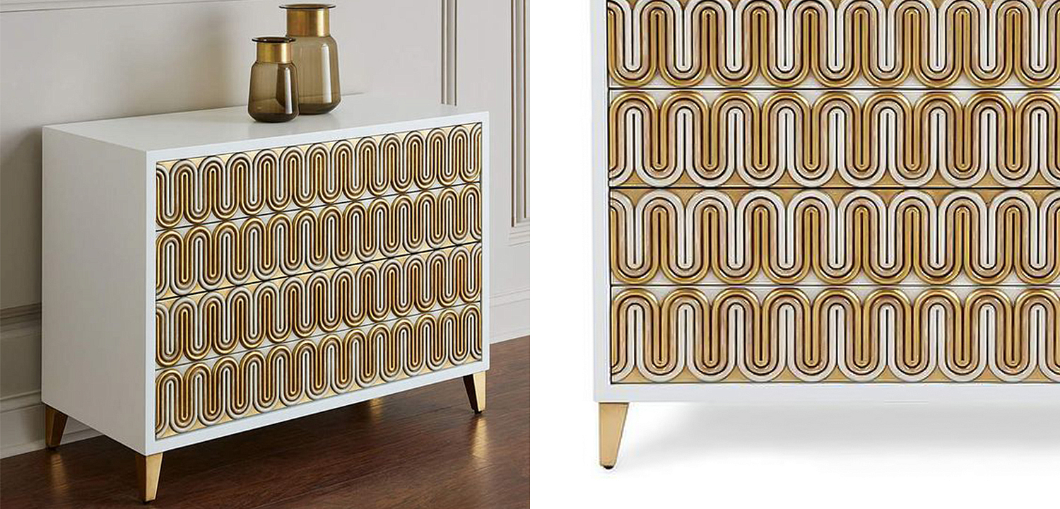 Комод Park Avenue Brass Wave Pattern Chest of Drawers Комод Park Avenue Brass Wave Pattern Chest of Drawers - Loft-Concept в Костроме