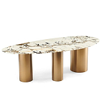 Обеденный стол с асимметричной столешницей на 3-х массивных золотых ножках Commonwealth Table варинант исполнения - 1 | Loft Concept в Костроме