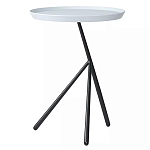 Столик приставной с круглой серой столешницей и черным основанием Round Stable Table варинант исполнения - 1 | Loft Concept в Костроме