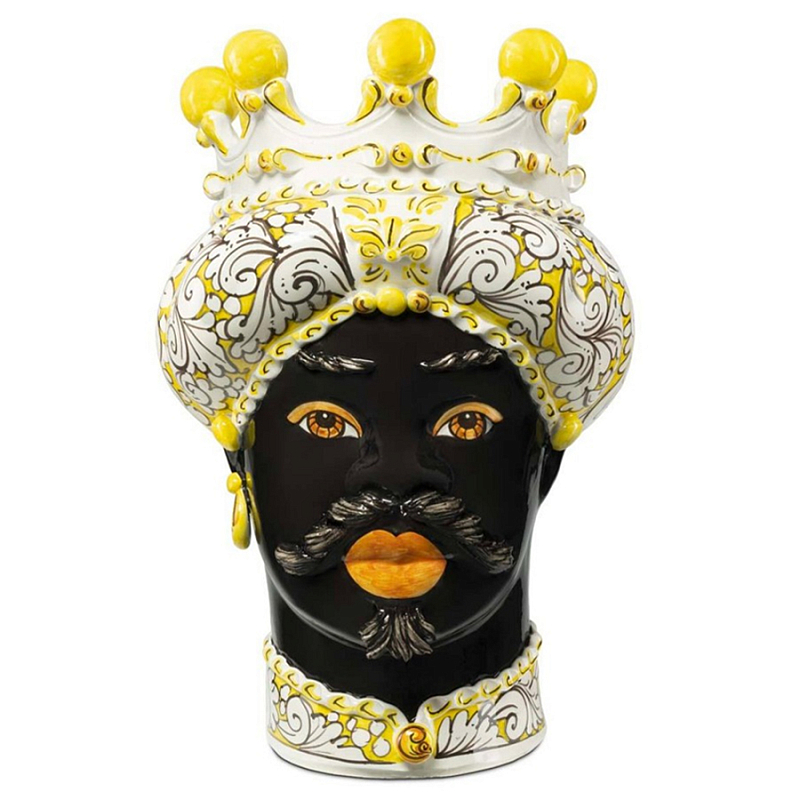 Ваза Vase Moro Man Ornate Yellow Черный Желтый Белый Ваза Vase Moro Man Ornate Yellow Черный Желтый Белый в Костроме | Loft Concept