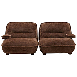Кресло без подлокотников коричневое ну круглых деревянных ножках Loup Plush Armchair Brown варинант исполнения - 4 | Loft Concept в Костроме