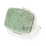 Таблетница карманная прямоугольная с 2-мя отделениями с зеркалом и накладкой из натурального камня Жадеит Silver Stone Pillboxes варинант исполнения - 2 | Loft Concept в Костроме