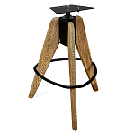 Барный стул со спинкой и металлической подставкой на 3-х деревянных ножках Горчичный Велюр Vendramin Chair варинант исполнения - 4 | Loft Concept в Костроме