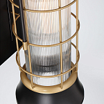 Настенный фонарь цилиндрической формы с рифленым стеклом в золотом каркасе на черном прямоугольном основании Eurofase варинант исполнения - 3 | Loft Concept в Костроме