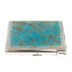 Портсигар на 20 сигарет с газовой зажигалкой из натурального камня Апатит Голубой Stone Cigarettes Cases варинант исполнения - 2 | Loft Concept в Костроме