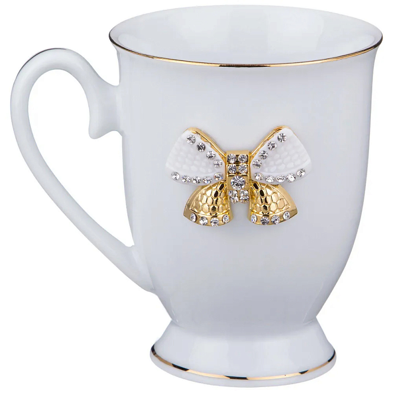 Кружка из фарфора белая со стразами 300 мл Shine Porcelain Белый Золотой Кружка из фарфора белая со стразами 300 мл Shine Porcelain Белый Золотой в Костроме | Loft Concept
