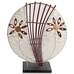 Настольная лампа из перламутра и дерева на подставке Indonesian Shell Flower варинант исполнения - 1 | Loft Concept в Костроме