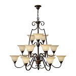 Люстра трехъярусная бронзового цвета с 15-ю кремовыми плафонами в форме чаш Hinkley варинант исполнения - 2 | Loft Concept в Костроме