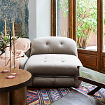 Дизайнерский угловой диван с велюровой светло-коричневой обивкой Fosse Sofa варинант исполнения - 6 | Loft Concept в Костроме