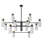 Люстра потолочная с 16-ю цилиндрическими плафонами из стекла и черным каркасом Noir Poise варинант исполнения - 1 | Loft Concept в Костроме