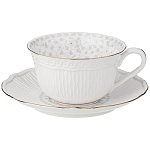 Чайная пара белого цвета из фарфора с рельефной фактурой 250 мл Floral Charm варинант исполнения - 1 | Loft Concept в Костроме