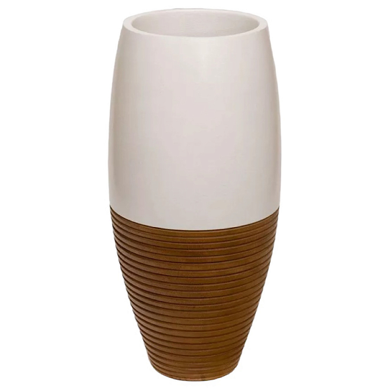 Ваза деревянная белая Vase of Thailand Белый Светло-коричневый  в Костроме | Loft Concept 