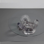 Дизайнерский журнальный стол с круглой прозрачной столешницей и основанием в виде цепи Hua Wang варинант исполнения - 2 | Loft Concept в Костроме