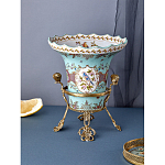 Ваза из голубого фарфора с рисунком птиц и цветов и декоративными элементами Blue Garden варинант исполнения - 6 | Loft Concept в Костроме