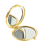 Зеркало карманное складное круглое из натурального камня Оникс в подарочной упаковке Gold Stone Mirrors варинант исполнения - 2 | Loft Concept в Костроме