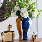 Ваза с крышкой и мазками синего и золого цвета на белом фоне Chinoiserie Ceramics варинант исполнения - 4 | Loft Concept в Костроме