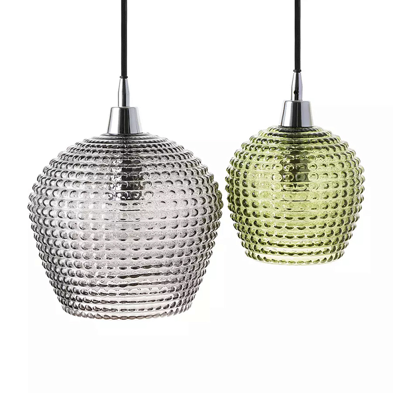 Подвесной светильник каскадный с 2-мя рельефными плафонами Cascade with Relief Lampshades Серый Зеленый Черный Подвесной светильник каскадный с 2-мя рельефными плафонами Cascade with Relief Lampshades Серый Зеленый Черный в Костроме | Loft Concept