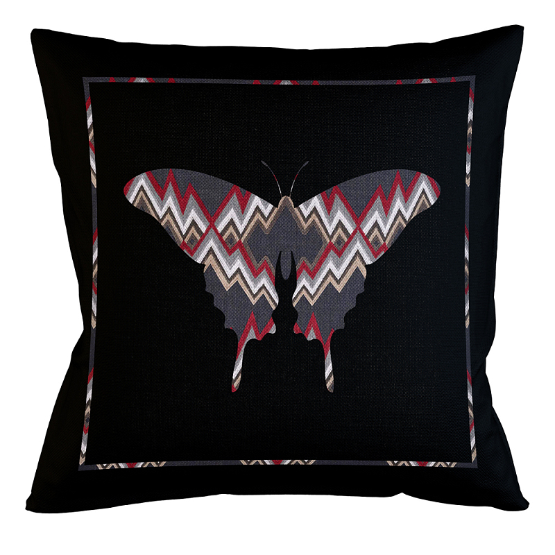 Подушка декоративная бабочка цветной орнамент Ikat Pattern Мульти Бежевый Черный Подушка декоративная бабочка цветной орнамент Ikat Pattern Мульти Бежевый Черный в Костроме | Loft Concept