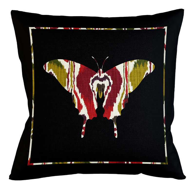Подушка декоративная бабочка цветной узор Ikat Pattern Мульти Бежевый Черный Подушка декоративная бабочка цветной узор Ikat Pattern Мульти Бежевый Черный в Костроме | Loft Concept