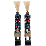Комплект из 2-х деревянных статуэток Asmat Straw Headdress Statuettes Blue Red варинант исполнения - 4 | Loft Concept в Костроме