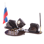 Настольный письменный набор из природного камня обсидиана коричневого Team leader варинант исполнения - 2 | Loft Concept в Костроме