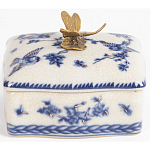 Фарфоровая шкатулка с бронзовой стрекозой Blue and White варинант исполнения - 4 | Loft Concept в Костроме