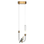 Подвесной светильник с декоративной фигуркой птицы на прозрачной изогнутой трубке Ganthea варинант исполнения - 3 | Loft Concept в Костроме