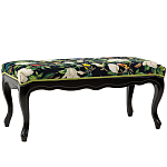 Банкетка из натурального бука черная с изображением птиц и цветов Blooming Birds варинант исполнения - 1 | Loft Concept в Костроме