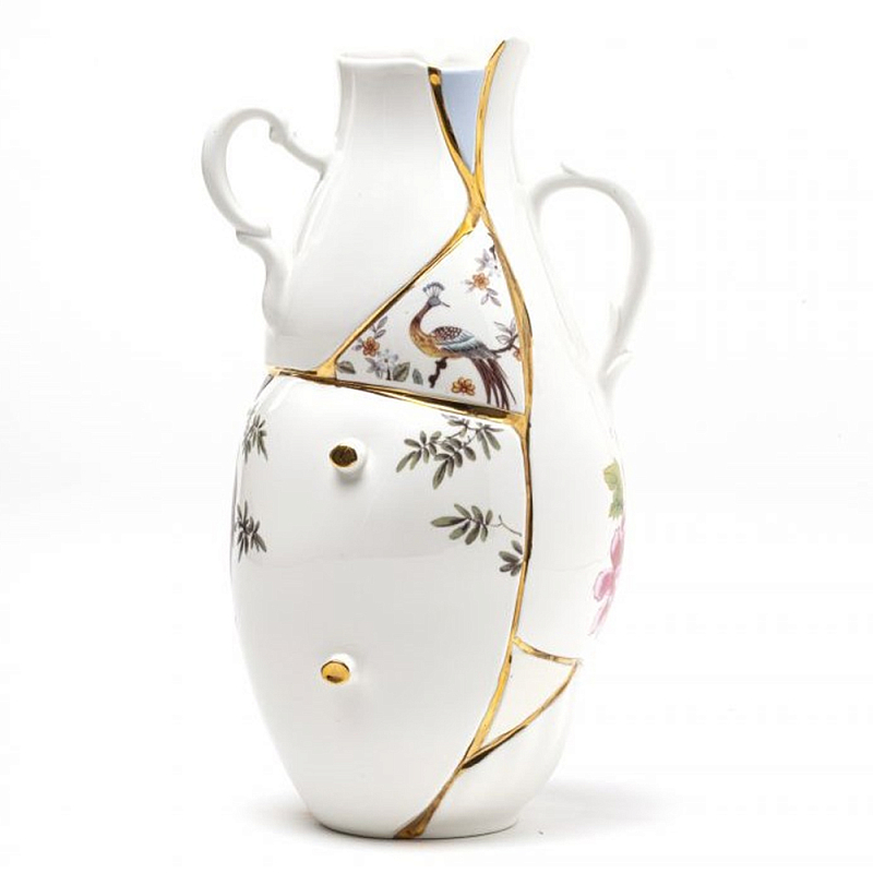 Ваза Seletti Kintsugi high Белый Золотой Ваза Seletti Kintsugi high Белый Золотой в Костроме | Loft Concept