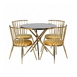 Обеденный стол с чёрной круглой столешницей на золотых ножках Rive Gauche Table варинант исполнения - 3 | Loft Concept в Костроме