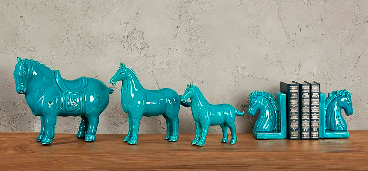 Фигурка керамика синяя лошадь большая Blue Horse Фигурка керамика синяя лошадь большая Blue Horse - Loft-Concept в Костроме