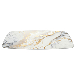 Обеденный стол с прямоугольной столешницей из стекла на черных металлических ножках White Marble варинант исполнения - 3 | Loft Concept в Костроме