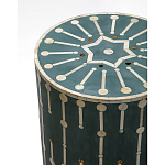 Приставной круглый столик с инкрустацией blue Mandika Bone Inlay  варинант исполнения - 1 | Loft Concept в Костроме