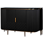 Комод черный округлой формы с рельефным фасадом Black Cut варинант исполнения - 1 | Loft Concept в Костроме