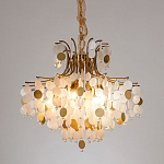 Люстра подвесная с белыми и золотыми круглыми подвесками Диаметр 70 см SHELL Chandelier варинант исполнения - 2 | Loft Concept в Костроме