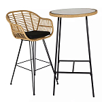 Барный столик с круглой плетеной столешницей Wicker Table Top варинант исполнения - 3 | Loft Concept в Костроме