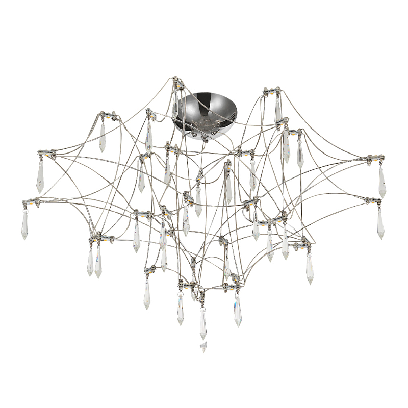 Потолочный светильник с тонким металлическим каркасом цвета хром Quasar Хром Прозрачный в Костроме | Loft Concept 