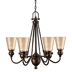 Люстра бронзового цвета с конусными плафонами из бежевого стекла Hinkley варинант исполнения - 1 | Loft Concept в Костроме