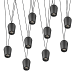 Подвесной светильник черными плафонами на длинных пересекающихся тросах Construction варинант исполнения - 9 | Loft Concept в Костроме