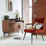 Кресло бархатное с подлокотниками на металлическом каркасе Oriel Retro Armchair варинант исполнения - 7 | Loft Concept в Костроме