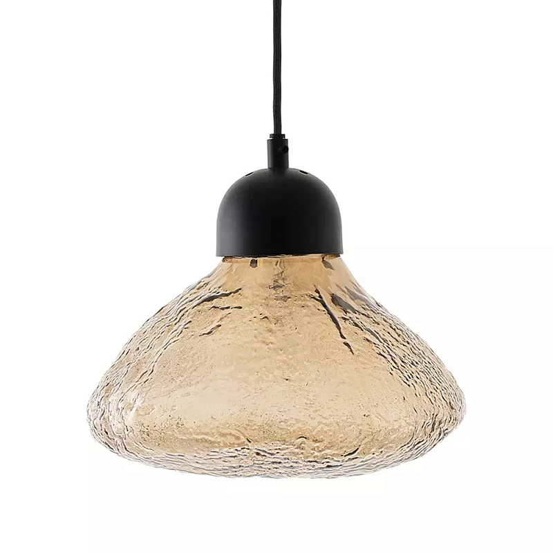 Подвесной светильник с янтарным фактурным плафоном Lamp with Frozen Glass Effect Янтарный Черный Подвесной светильник с янтарным фактурным плафоном Lamp with Frozen Glass Effect Янтарный Черный в Костроме | Loft Concept