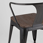 Черный глянцевый стул с сиденьем из натурального дерева TOLIX варинант исполнения - 7 | Loft Concept в Костроме