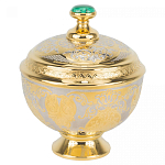 Сахарница металлическая с гравировкой и натуральным камнем Малахит в подарочной коробке Metal Stone Sugar Bowls варинант исполнения - 1 | Loft Concept в Костроме